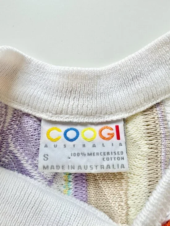 Vintage 90's COOGI White Pastel Easter Egg Cotton Knit Sweater, Size S - Picture 10 of 11